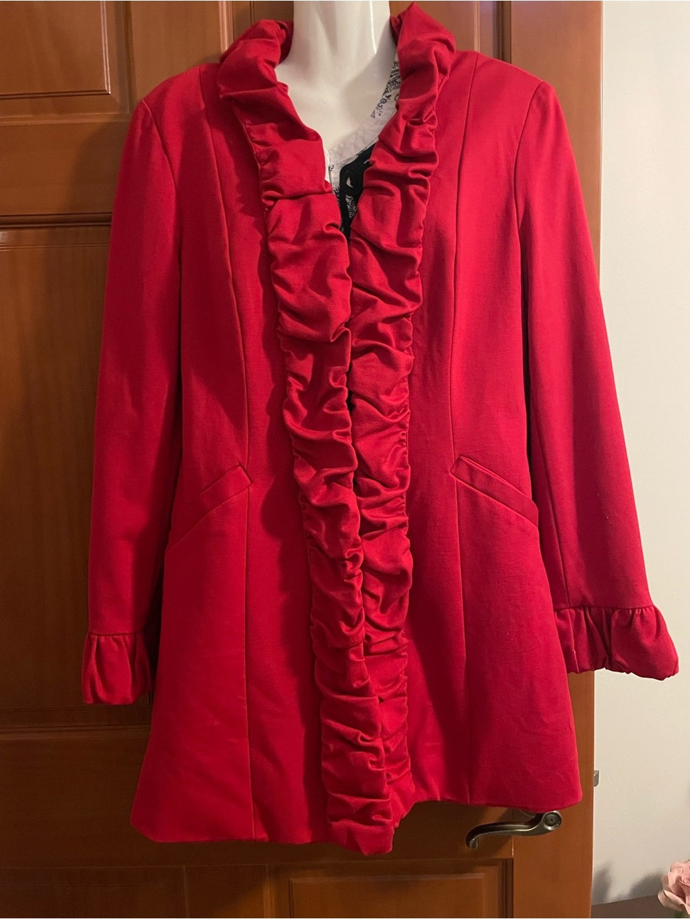 INC International Concepts Red Satin-Look Jacket - Picture 2 of 10